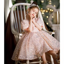 Girl dress piano performance girl evening dress children princess dress show high-end Flower Girl Wedding little girl gas