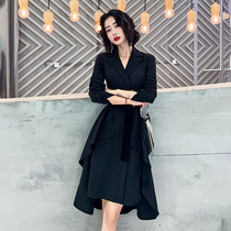 Black small evening dress women 2021 New usually can wear temperament banquet modern aura Queen socialite dress