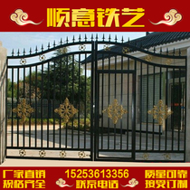 Wrought iron gate Luxury villa door Antique courtyard door double door wall sealing door Rural wrought iron gate boutique