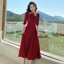 Toast dress bride 2021 new female autumn red engagement dress can usually be worn back door dress small man