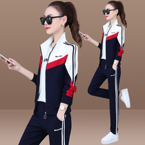 Sports Suit Womens Spring Autumn Season 2022 New Fashion Foreign Air Casual Running Suit Big Code Long Sleeve Sweatshirt Three Sets