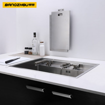 Open kitchen 304 stainless steel handmade sink single trough invisible basin wash basin washing basin dish sink set