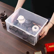 Tea set storage box home desktop with lid dust-proof kung fu tea cup bowl teapot capacity finishing storage rack