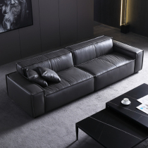 Black Genuine Leather Office Sofa Minimalist Modern Business Guest Managers Meeting to receive a trio of tea table combinations