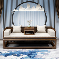 New Chinese Luohan bed Elm simple modern sliding bed living room sofa combination solid wood Chinese style small apartment furniture