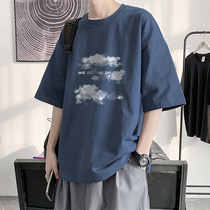 Mens short-sleeved t-shirt ins tide brand wild summer thin section clothing National tide Hong Kong style pure cotton loose half-sleeve mens clothing