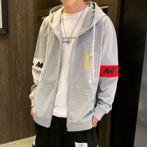 Hooded sweater mens spring and Autumn fashion brand loose casual clothes trend Hong Kong wind boys print handsome jacket