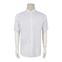 Special 340-kc summer white short-sleeved shirt mens casual and comfortable fine plaid cotton fabric