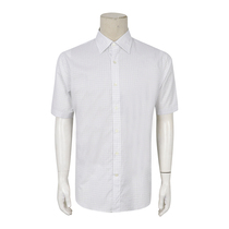 Special 340-kc summer white short-sleeved shirt mens casual and comfortable fine plaid cotton fabric