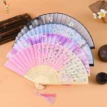 Thousand miles Jiangshan Figure fan tassel classical Hanfu accessories Palace fan Chinese style dance fan craft fan portable summer