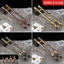 Thickened stainless steel glass door imitation ancient European style ancient bronze color wood door No frame door iron door aluminum alloy push Ramen handle
