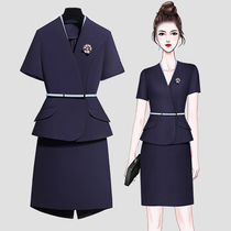 High-end professional suit Womens fashion temperament Short-sleeved formal dress Jewelry store sales department sales work clothes Suit skirt