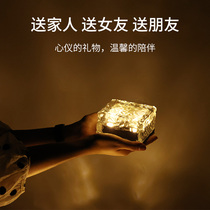 Solar Small Night Light Crystal Indoor Yard Home Decoration Lamp Glass Lamp Stairs Goose Pebble Pendulum Pieces Ice Brick Lamp