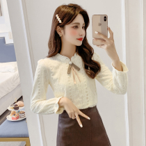 Lace base shirt Womens Autumn 2021 New Temperament Fashion Top Joker Western Style Age Lace Womens Shirt