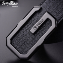 Kinley to 2022 new belt male leather fashion mens belt head layer pure cow leather smooth buckle pants with plate buckle