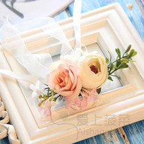 Bride wrist flower European simulation hand flower wedding gift bridesmaid sister group hand flower best man corsage Dance Dance