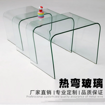 Hot curved curved stair handrail tempered ultra-white shaped glass custom fish tank Coffee table A la carte display cabinet partition