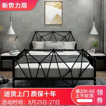  Modern simple European net red wrought iron bed 1 2 meters 1 5 meters 1 8 meters metal bed household master bedroom double iron bed