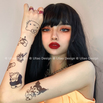 ULIAO European and American style dark black flower arm cute anime cartoon tattoo sticker waterproof and long-lasting Kulomi