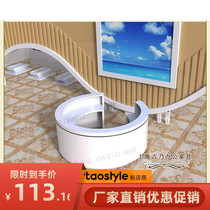 Round paint front desk Reception desk Image desk Reception desk Welcome desk Large hall Shopping mall Curved round bar