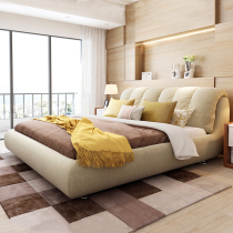 Fabric bed Simple modern double bed Detachable and washable soft bag light luxury 1 5m wedding bed Master bedroom 1 8m technology cloth bed