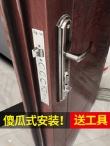 Anti-theft door lock household universal door handle on lift lock door lock door lock set indoor iron door lock