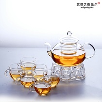 Heating glass teapot resistant high temperature kung fu tea household heat-resistant glass teapot candle belt heating base