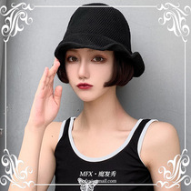Wig hat female short hair net red Popo head hat with wig integrated female summer style Fashion Short Hair All Headgear Style