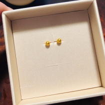 Original simple raising ear stick hypoallergenic 18K gold mini earrings new pure gold earring Golden Bean beads