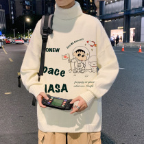 Sweater mens autumn and winter trend thickened semi-high neck bottomed sweater 2021 new autumn mens coat tide