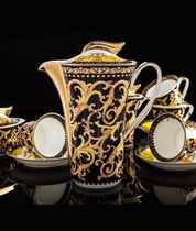 15 heads Vasaki Black Ceramic Coffee Cup and Saucer Set Porcelain English afternoon Tea Cup Bone China Cup and saucer
