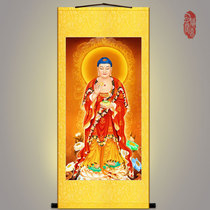 Western three saints of Amitabha Buddha portrait Immeasurable Buddha Buddhist Buddha Hall hanging painting Silk painting Scroll painting custom