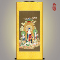 Western Three Saints Amitabha Buddha Painting High-definition Guanyin Bodhisattva Buddha Picture Silk Painting Scroll Painting