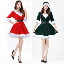 Christmas girl red short sleeve V neckline with hood dress Halloween Queens corner colors play Christmas suit