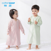 Cotton shop men and women baby robes spring and autumn thin cotton childrens nightgown autumn and winter anti kick children home baby pajamas