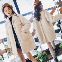 Girls 2021 Winter new foreign style Korean version 12 children thickened woolen coat mink coat mink coat medium child 15