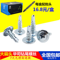 GB cross large flat head drill tail screw self-tapping self-drilling dovetail nail screw big round head Huaus screw M4 2