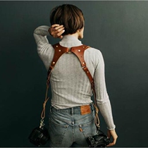 Leather camera shoulder strap decompression retro cowhide single shoulder X-shaped strap SLR camera universal DV digital accessories