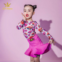 Zydance new Latin dance costume girl performance practice exercise dress professional long sleeve split large skirt suit