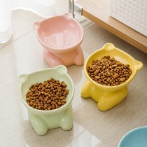 Ceramic Pet Bowl Food Bowl cat bowl goblet bowl goblet cat bowl snack bowl water bowl anti-black chin beveled Bowl