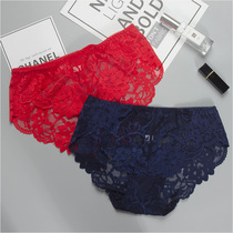 Color Light Big Code Medium-high Waist Sexy Lace Comfort Fat Mm Big Horn Underpants Breathable hip pants 200 catty