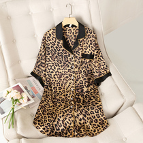 BAO WEN Sleeping dress Women 2021 Summer New Ice Silk Sexy Thin pyjamas boyfriend Wind netting Red mid-length shirt dress