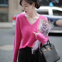 v collar Long sleeves Knitted Sweatshirt Lady Spring 2022 New Loose Slim Inner Hitch Blouse Casual Treehead Jersey