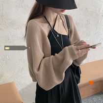 Knitted cardigan jacket womens autumn 2021 new Korean version loose thin lazy wind short sweater long sleeve top