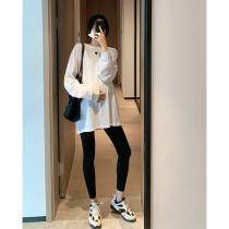 MYL Pure Cotton T-shirt 2021 Autumn Winter New Pint Long Sleeve Round Collar Caring for Long Loose Undershirt Gestational Woman