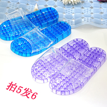 Hard-bottom bathroom slippers plastic massage leaking men's and women's non-slip shower couples indoor hollow breathable four seasons home