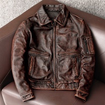 A2 re-engraved Air Force flight suit nostalgic vintage stone grinding old leather leather jacket mens large size leather jacket jacket