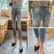 2021 new light-colored jeans womens nine-point pants tight three-point pants spring and summer thin pants thin feet pants