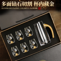 Creative crystal glass gold foil white wine cup One cup Household set wine dispenser Small wine cup gift box