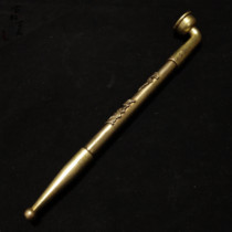 Pipe old-fashioned vintage cigarette bag pot copper pipe copper plated handmade retractable long smoking rod for the elderly with antique smoking tools